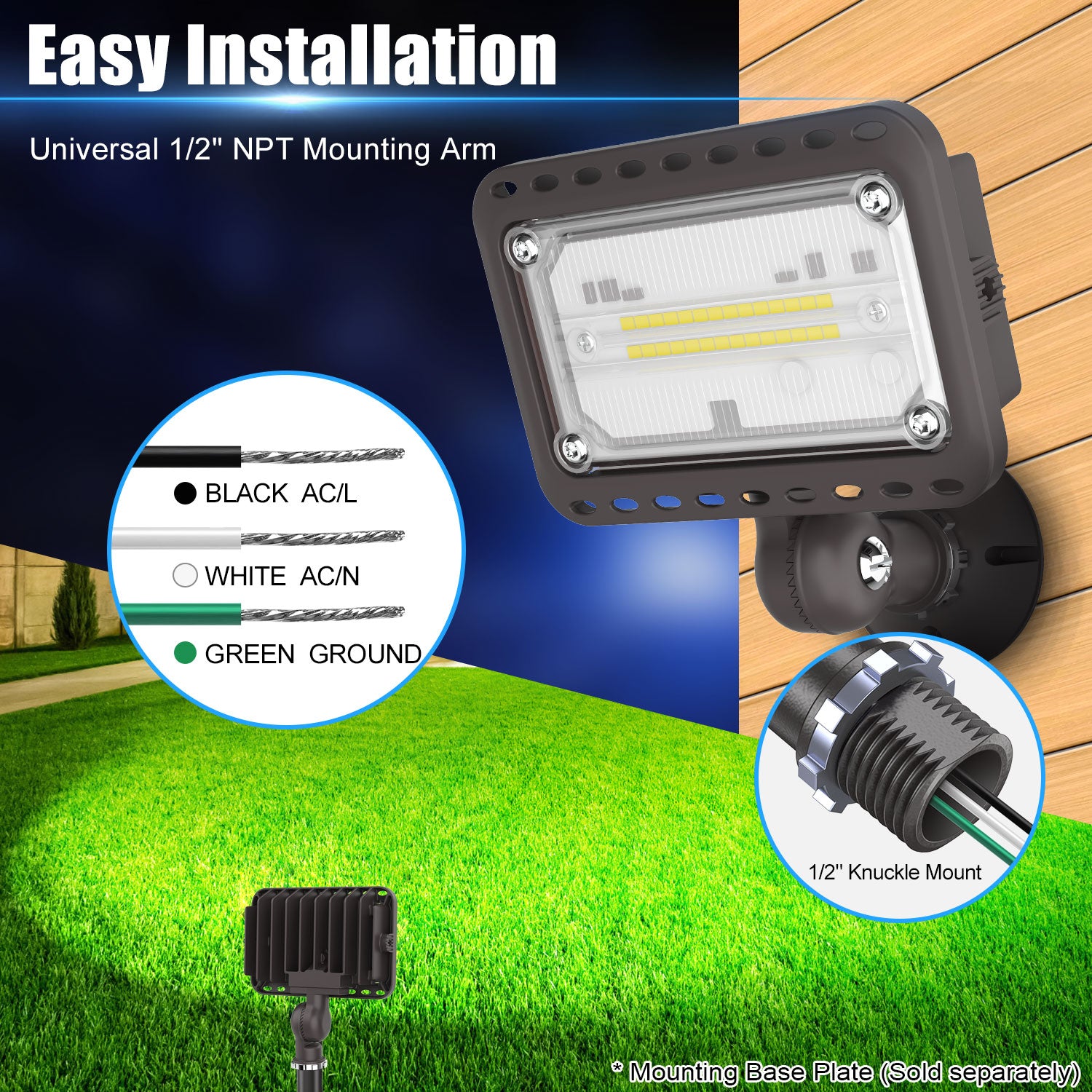 Waterproof 12,840 Lumen Exterior Security Light by Lush Global