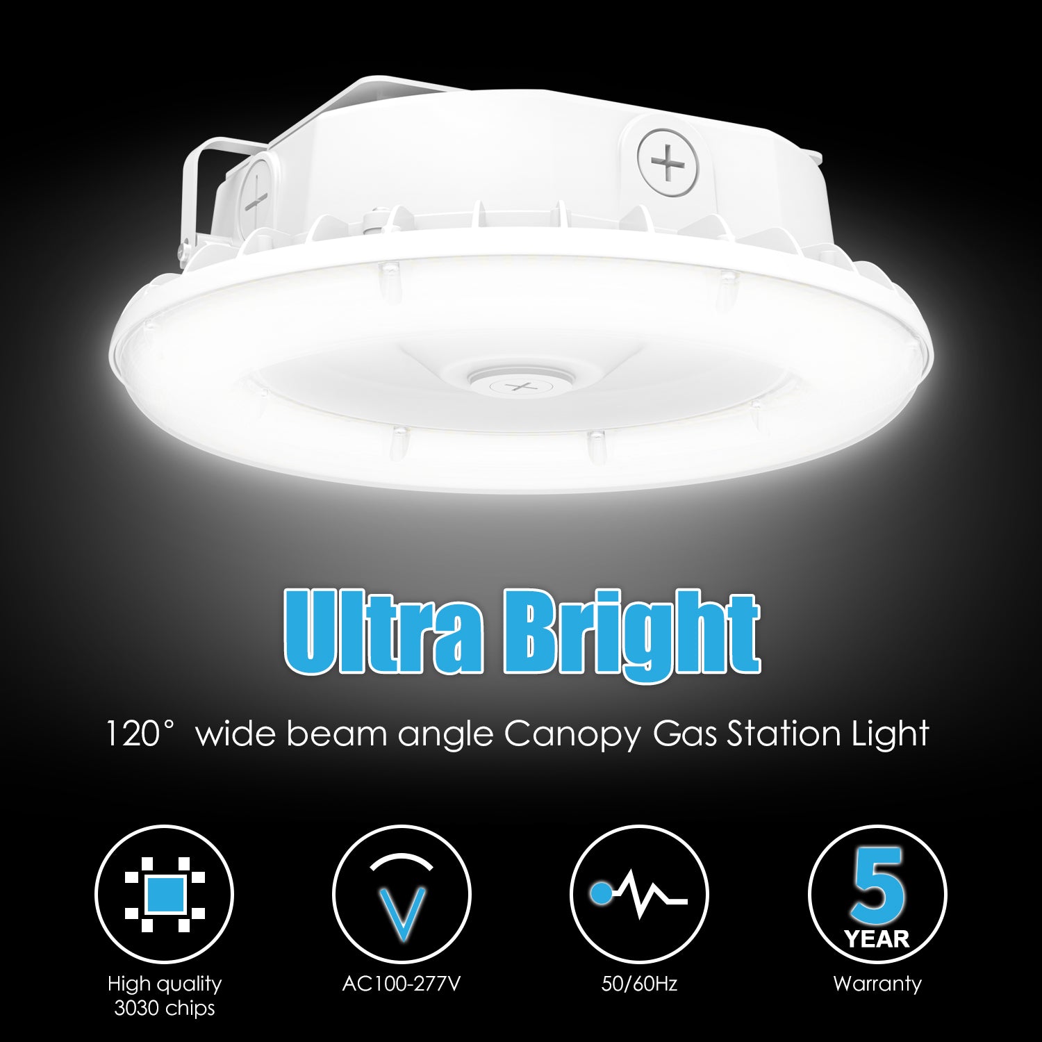 Adjustable Power and CCT Switches on Lush Prime Series Canopy Light