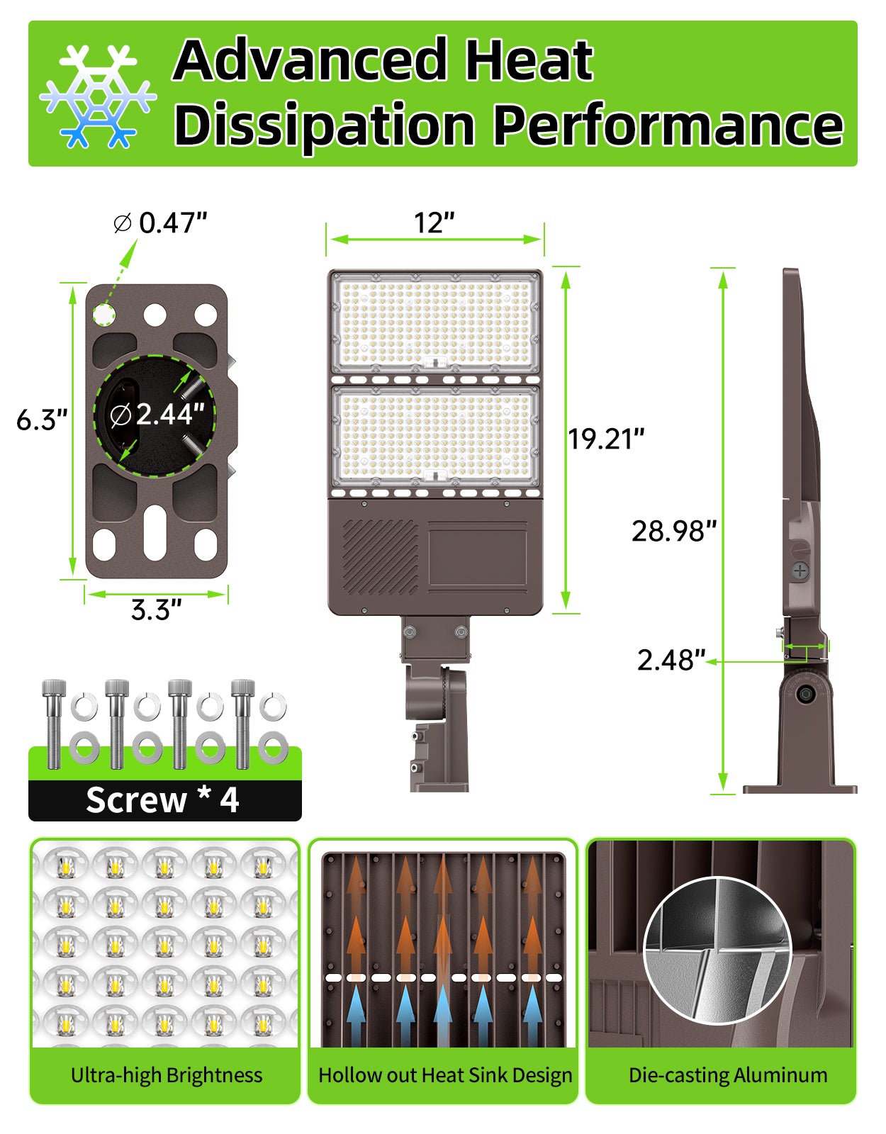 Lush Titan V2 LED Shoebox Light | Tunable Power & CCT | 100W - 320W Industrial Pole Light - Image 5