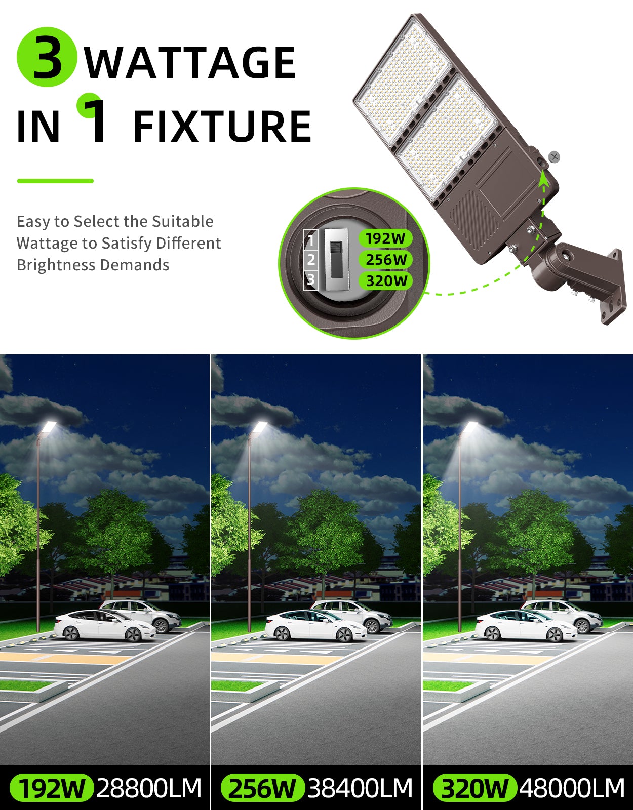 Lush Titan V2 LED Shoebox Light | Tunable Power & CCT | 100W - 320W Industrial Pole Light - Image 4