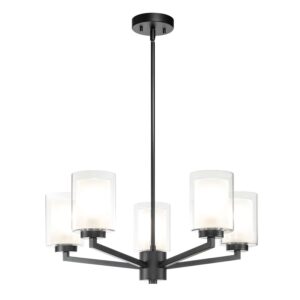 Black Farmhouse 5-Light Glass Chandelier
