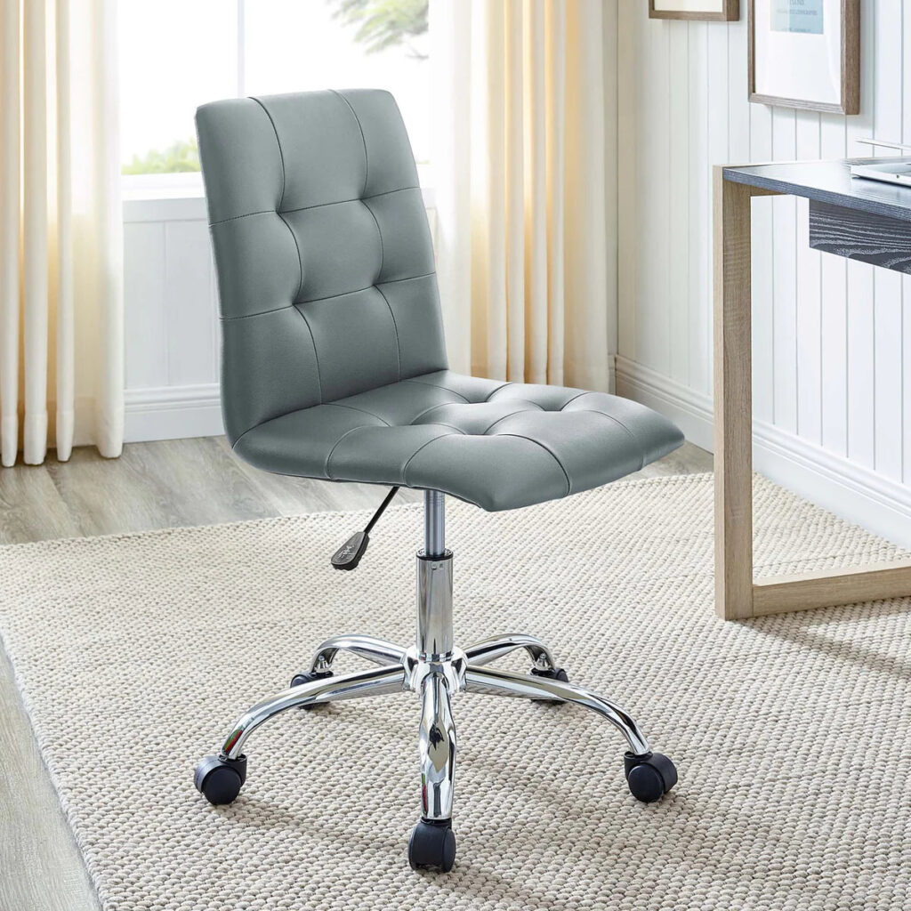 Prim White Armless Mid-Back Office Chair