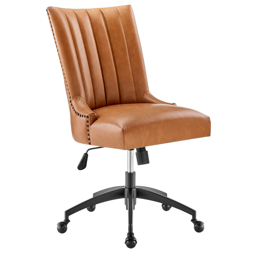 Empower Black & Tan Vegan Leather Office Chair - Image 4