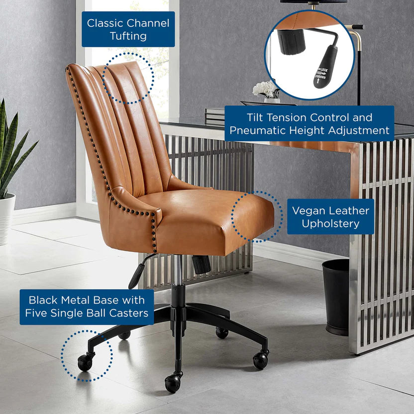 Empower Black & Tan Vegan Leather Office Chair - Image 3