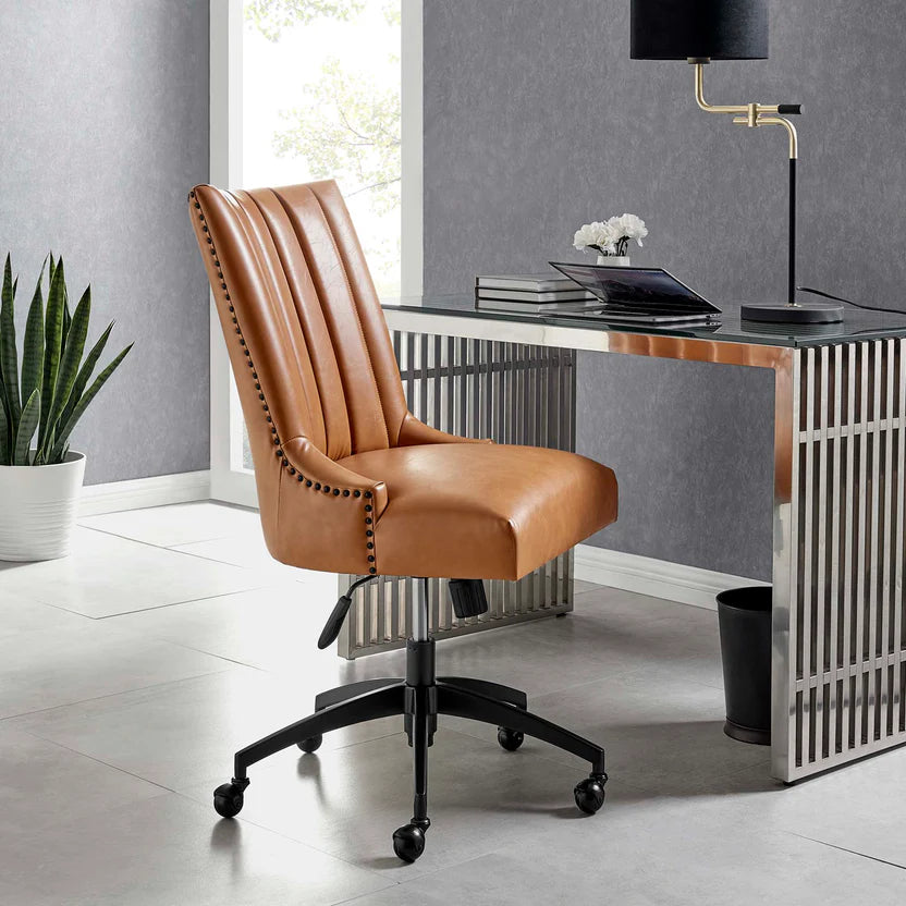 Empower Black & Tan Vegan Leather Office Chair - Image 2