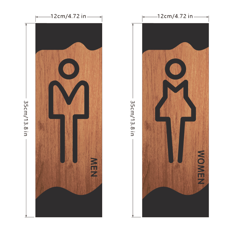 Lush Prime-Series Restroom Sign | Modern Wood Grain Acrylic | Self-Adhesive Men & Women Sign - Image 2