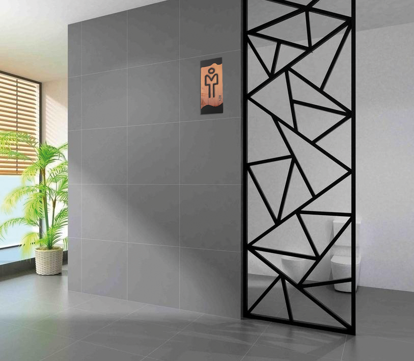 Lush Prime-Series Restroom Sign | Modern Wood Grain Acrylic | Self-Adhesive Men & Women Sign - Image 4