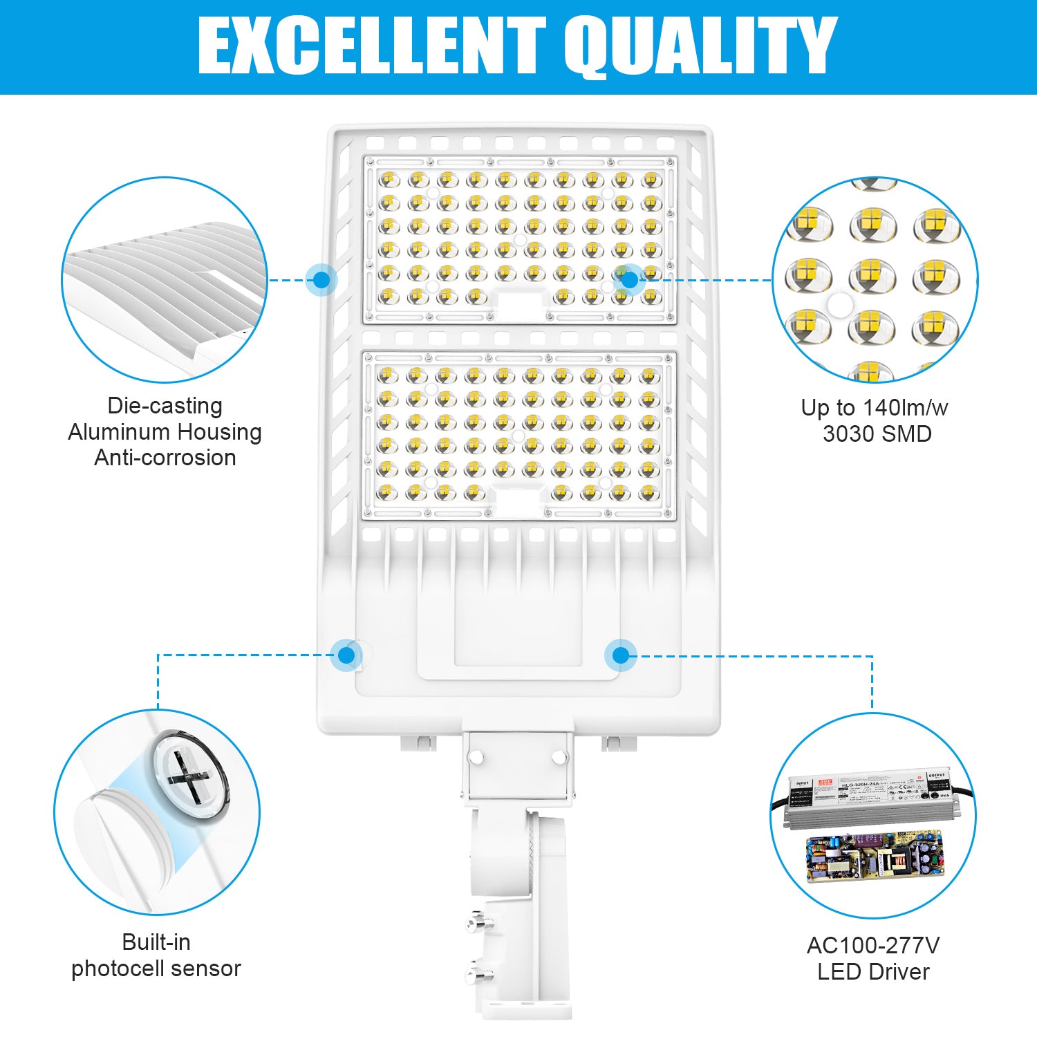 High Voltage 480V LED Parking Lot Lighting for US Facilities