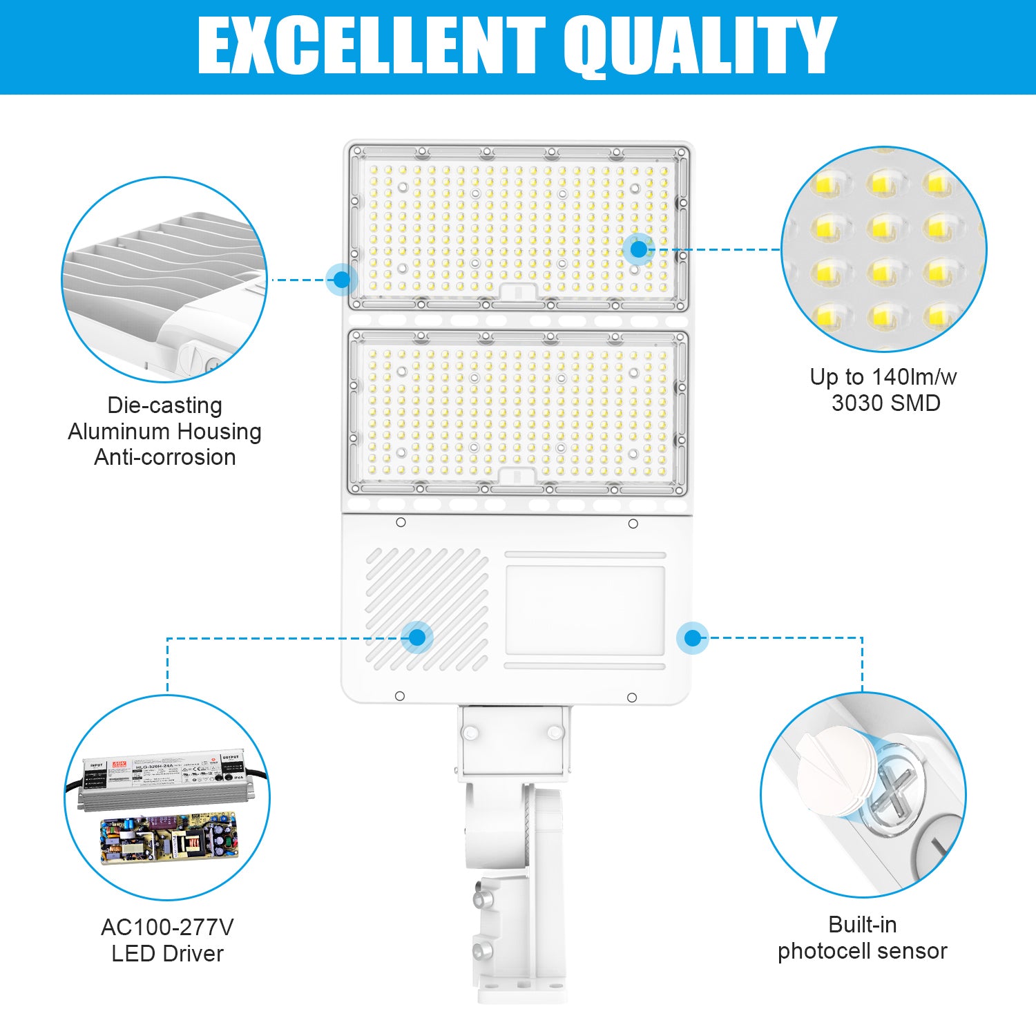 Lush Lumina Architectural LED Area Light | 100W - 320W | High-Clarity Protective Lens - Image 2