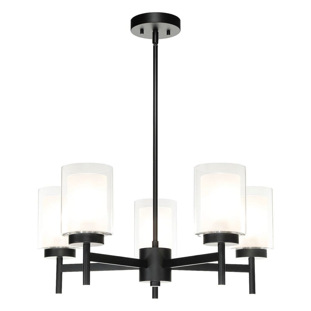 Modern Black 5-Light Glass Dining Room Chandelier