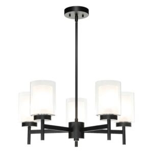 Modern Black 5-Light Glass Dining Room Chandelier