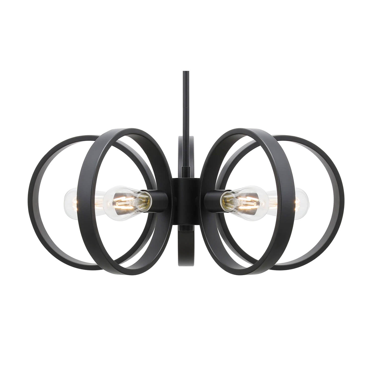 Modern Black 5-Light LED Chandelier with Edison Bulbs - Image 3
