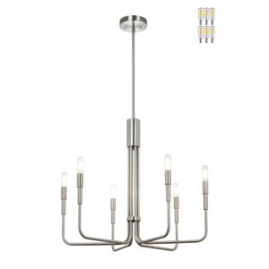 Modern Brushed Nickel 6-Light LED Chandelier