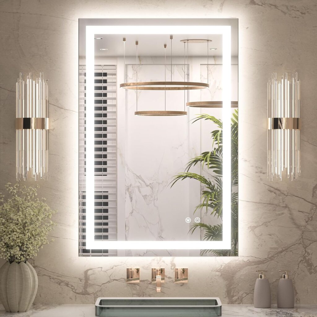 Front & Backlit Commercial LED Vanity Mirror – LED Mirror for Motel & Hotel Bathroom with Anti-Fog | LG054