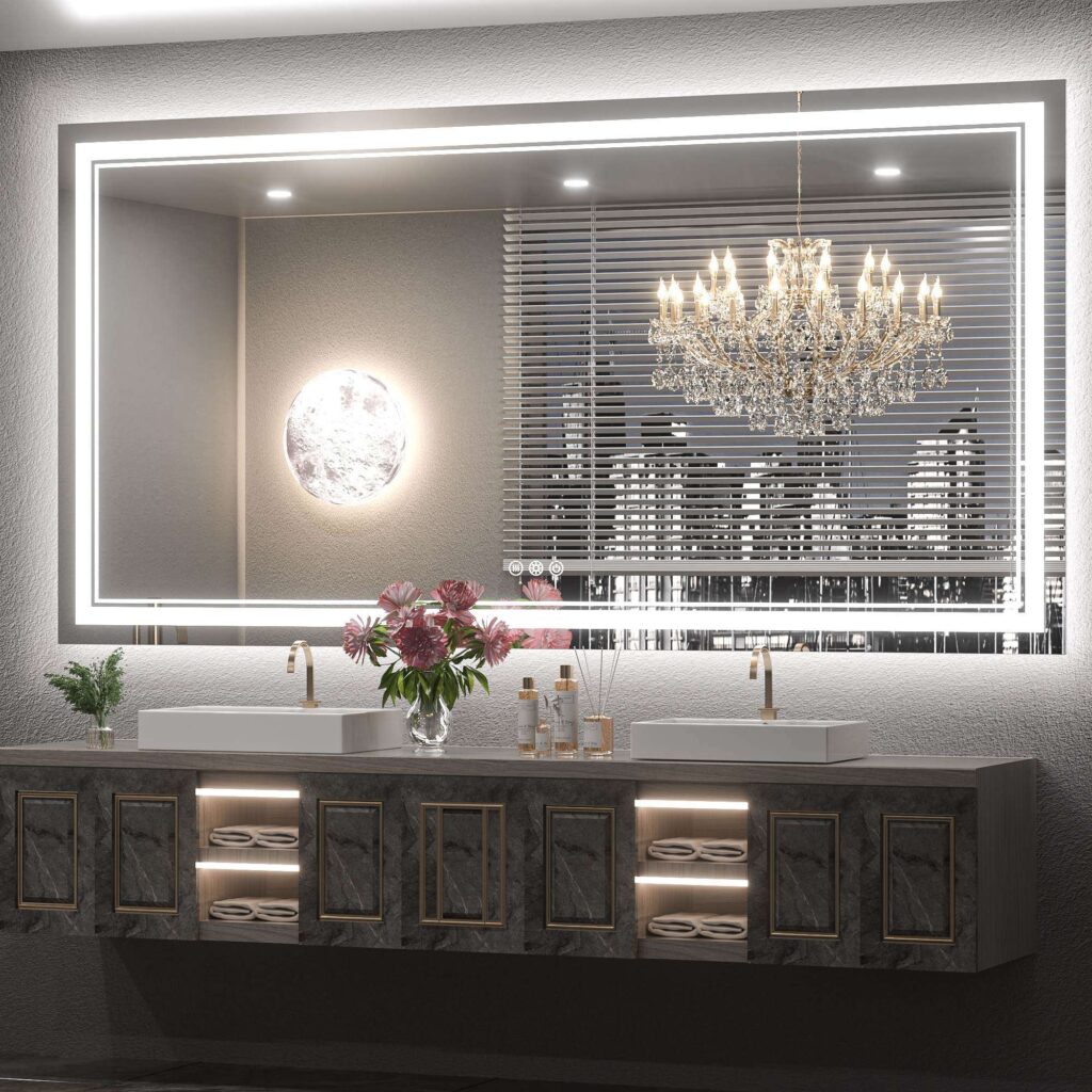 Rectangular Front & Backlit Commercial LED Vanity Mirror for Motel | LG035