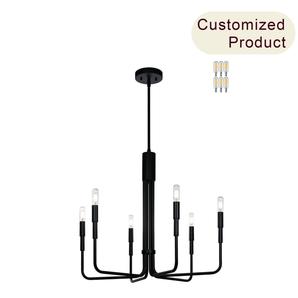 Farmhouse Black 6-Light Candle Chandelier