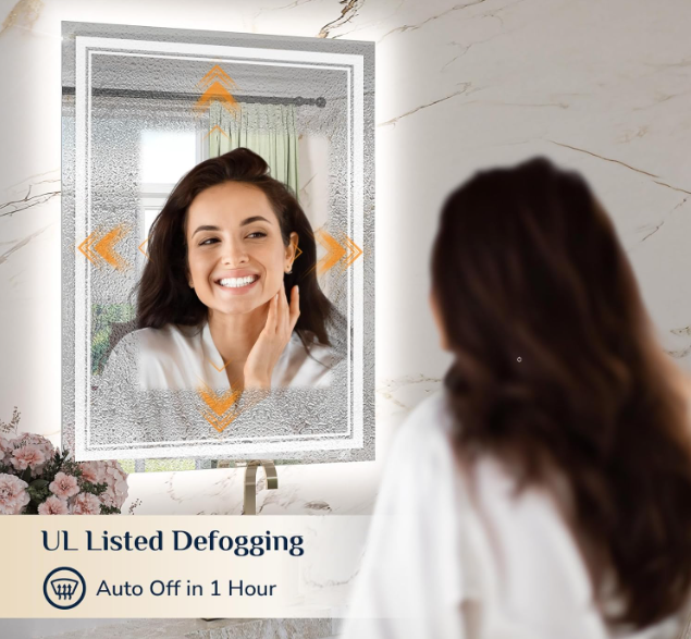 Commercial LED Vanity Mirror – Brushed Frame Hotel Bathroom LED Mirror with Anti-Fog | LG066 - Image 6