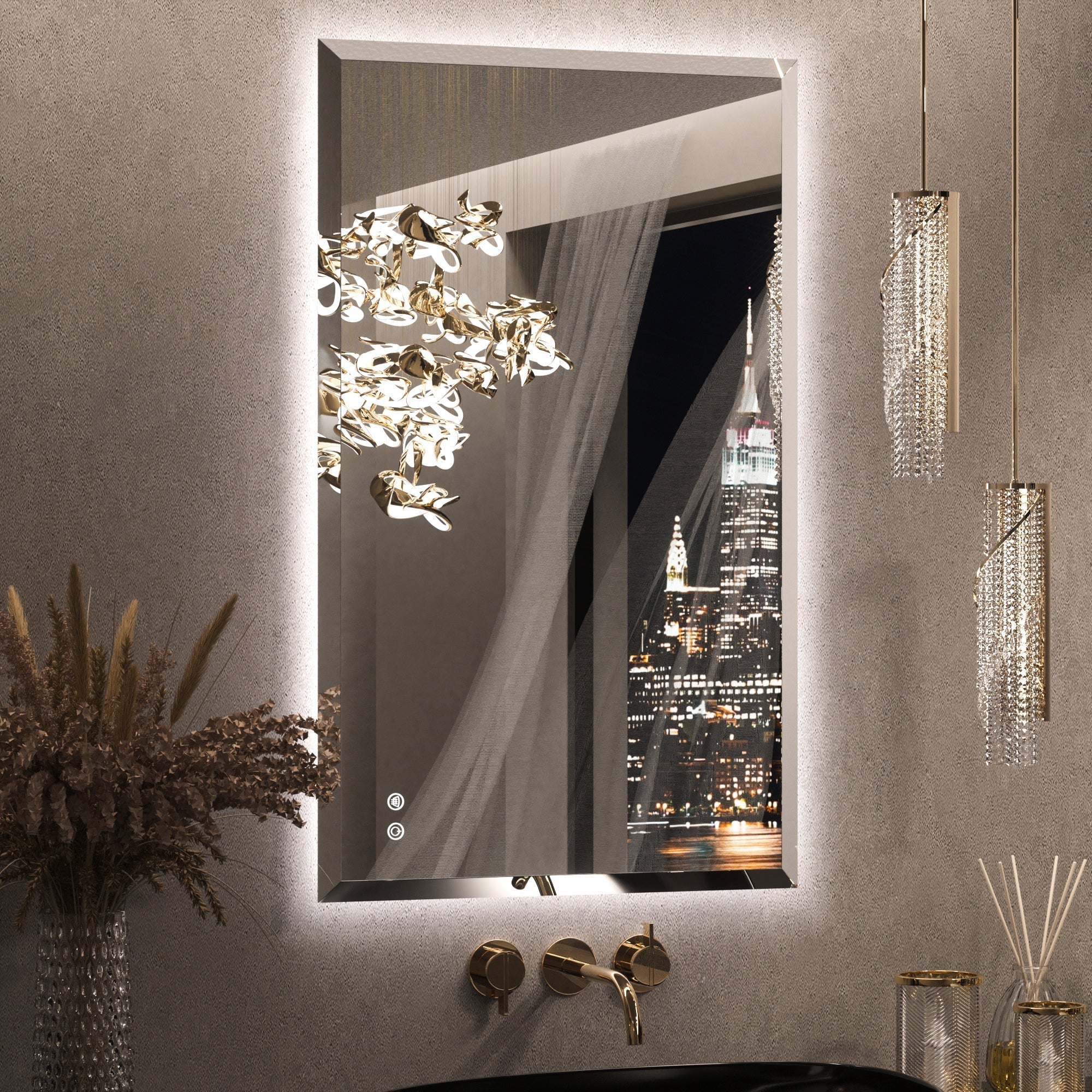 Commercial LED Bathroom Mirror for Motels | Backlit | Anti-Fog | UL Listed