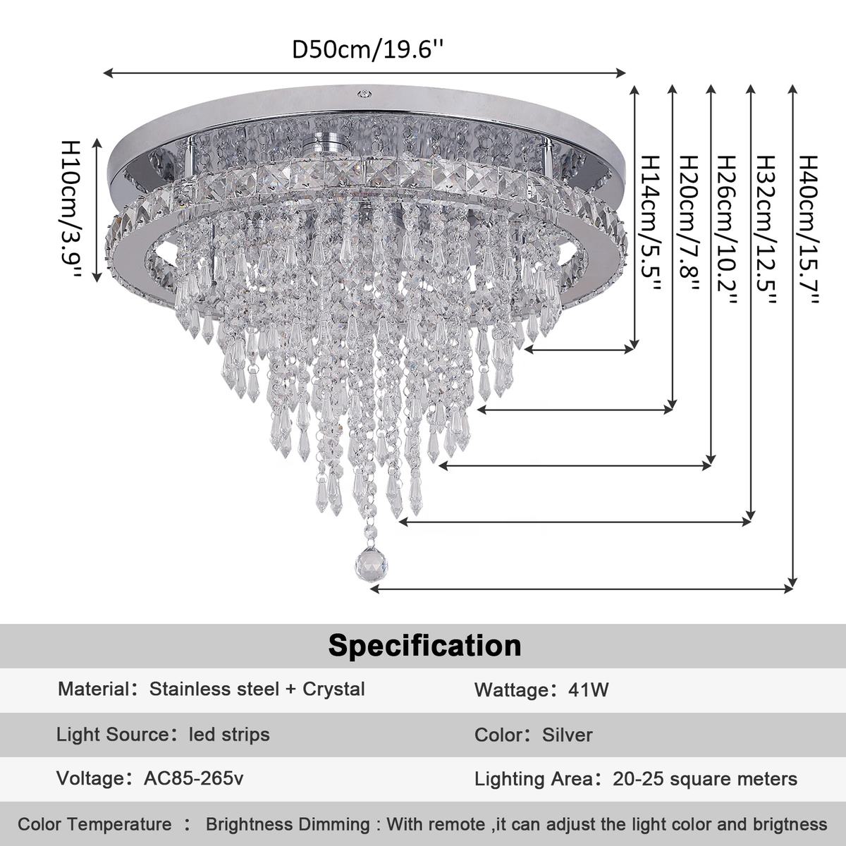 Aurelia Modern Crystal LED Ceiling Chandelier – 50cm - Image 4