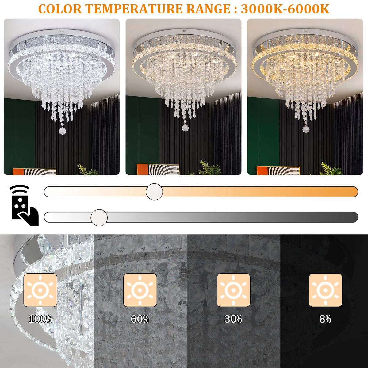 Aurelia Modern Crystal LED Ceiling Chandelier – 50cm - Image 5